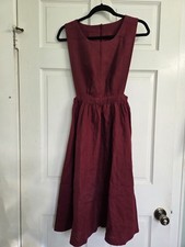 Little Women Atelier 100% Linen Deep Red Button Apron