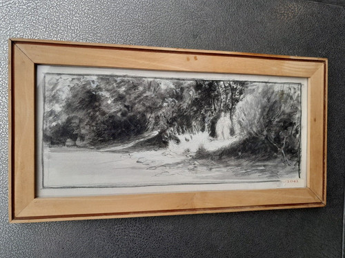 Dessin ancien encre paysage