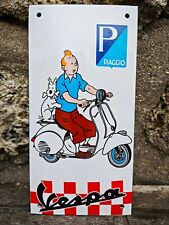 Enamel plate TINTIN VESPA enamel sign no Lambretta Solex Motobécane Peugeot