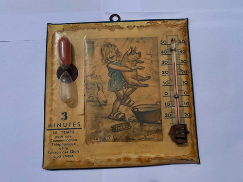 Ancien thermometre sablier - ancien, thermometre/sablier