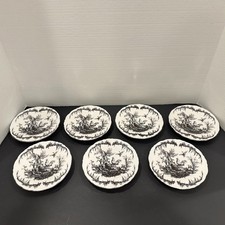 Set of 7 AUX AU PROVENCE Rooster Toile Salad Plates 6" French Country