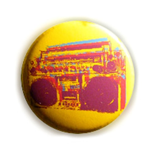 Badge ghetto blaster jaune - ghetto,