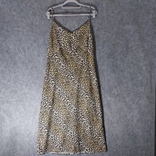 Levi's Women Dress L Midi Cheetah Adjustable Satin Slip Mob Wife Edgy Feminine