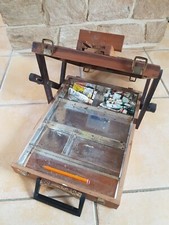 BOÎTE EN BOIS CHEVALET PORTABLE VOYAGE PEINTURE HUILE LEFRANC BOURGEOIS PEINTRE 