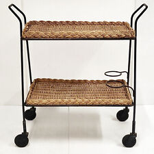 VINTAGE 1960S RATTAN & STEEL BAR ROLLING DESSERT 60S 1960S 60s