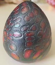 Glass Studio Borowski Art Glass Egg Iridescent Paperweight  Table Art 2 1/2” WOW