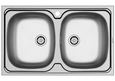 Évier D'Édition 80x50cm Inox Evier de Cuisine International Double Doppelbecke