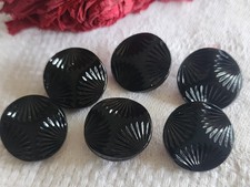 Lot of 6 antique black glass buttons 1.8 cm striped foot ref 6113