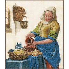 Point De Croix Compté Tableau Kit Complet DIY Broderie Motif LAITIÈREPatron A...