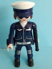 Playmobil character woman policeman police van police station car gun