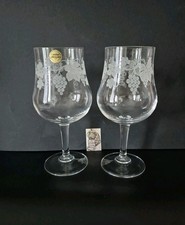 Lot 2 verres a vin XL décor gravé vignes Cristal d'Arques France  