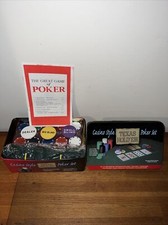 Casino style Texas hold em poker set in tin box