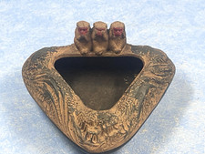 Cendrier céramique japon LES TROIS SINGES DE LA SAGESSE - dimensions 16 x 7,5 CM