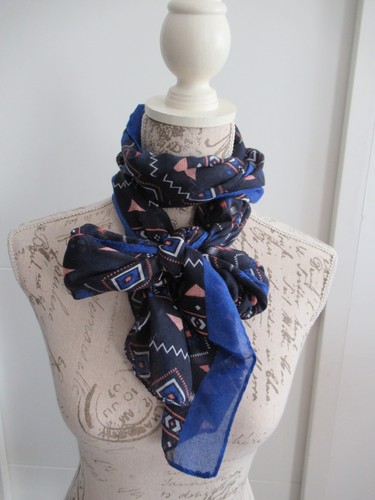 Foulard bleu formes - bleu, à