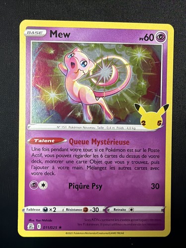 Carte pokemon mew 011 025 - carte,