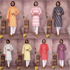 Indien Pure Coton Kurta Pyjama Pour Hommes Mariage Vêtement Fantaisie Rayon Prêt