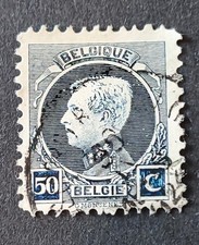 TIMBRE BELGIQUE BELGIE 1922 ROI ALBERT I BLEU 50