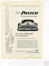 Pontiac 1949 Automobile Original Vintage Ad