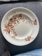 ASSIETTE PLATE  TERRE DE FER LONGWY BOTANIQUE INSECTES ET OISEAUX