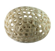 Statue Éléphant en Pierre dans un Oeuf sculpté - Art Indien # 5930