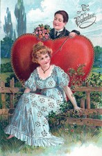 VALENTINE'S DAY - Tickling Her To My Valentine PFB Postcard - 1910
