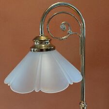 Massive Art Deco-Inspired Brass-Like Table Lamp with Frosted Glass Shade Vintage