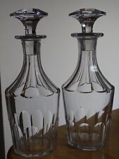 SAINT LOUIS ANTIQUE PAIR OF DECANTERS LIQUEUR CELLAR CRYSTAL CARVING CATON 19 EME