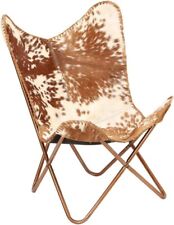 Chaise Papillon En Cuir De Vache Premium Fait Main Pour Salon Rustique