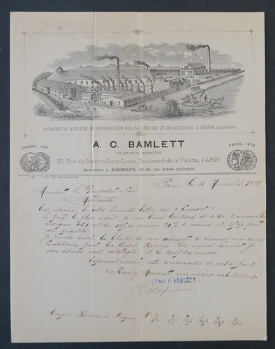 Facture 1884 fonderie - 1884,
