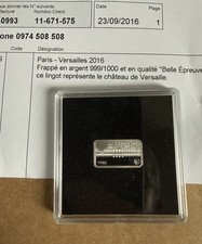 Paris - Versailles 2016. Lingot Belle Épreuve argent 999/1000. Half Dollar 2,5 G