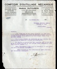 ORLEANS (45) COMPTOIR D'OUTILLAGE MECANIQUE "Marius ROGUET" en 1924
