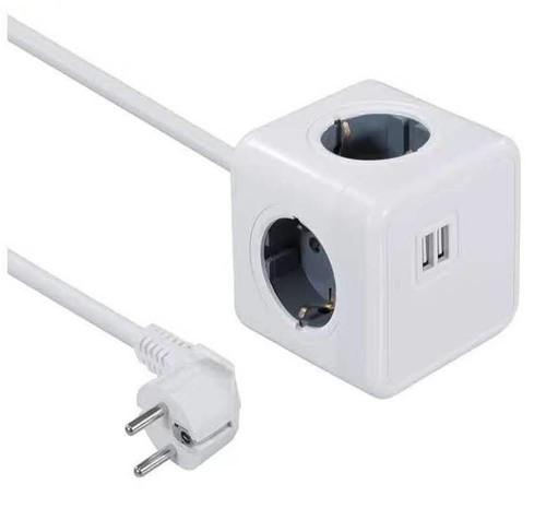 Multiprise cube avec 2usb - multiprise,