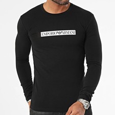 T-shirt Emporio Armani Noir M homme coton manches longues neuf avec étiquette