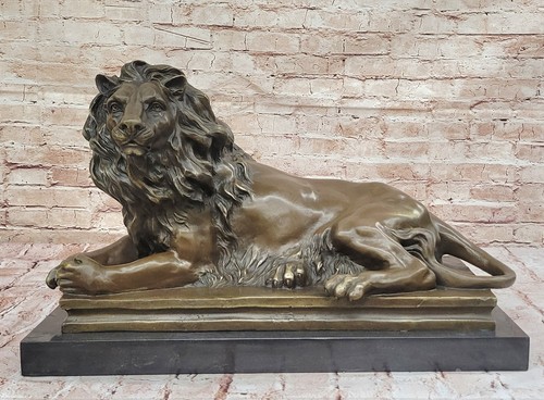Statue bronze lion - statue, en