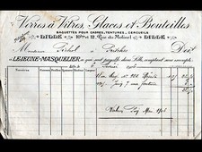 LILLE (59) GLASS GLASSES, ICE & BOTTLES ""LEJEUNE & MASQUELIER"" in 1906