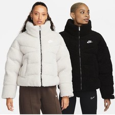 Nike NSW Therma-Fit City Sherpa Womens Jacket Fleece Bomber Ladies Winter Coat