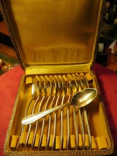 CUILLÈRES à CAFÉ anciennes ARGENTERIE ART DÉCO - COFFRET 12 de CUILLÈRES