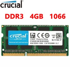 CRUCIAL DDR3 4GB  1066 MHz PC3-8500 Laptop SODIMM 204-Pin Memory RAM 1.5V