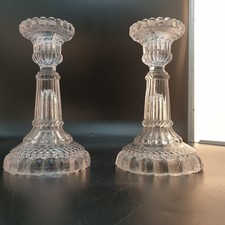 Pair of Antique Portieux Godrons Doll Miniature Candle Holders & Ropes Late 19th Century