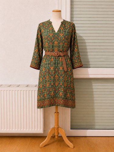Robe courte style indien vert - courte,