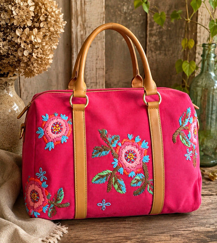 Oilily pink floral embroidered - pink,