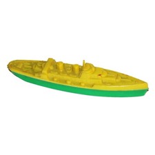 Vintage Cruiser Boat Toy 17cm Plastic Green & Yellow (No Plastica)
