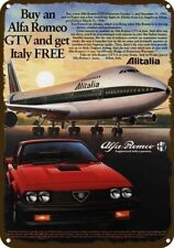 1985 ALFA ROMEO GTV-6 & ALITALIA Airlines Vnt-Look DECORATIVE REPLICA METAL SIGN