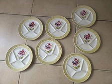LOT DE 7 ASSIETTES A FONDUE VINTAGE FLEURS- SARREGUEMINES