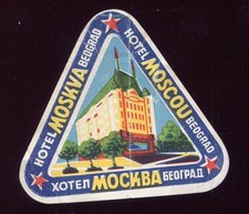 old advertising label suitcase suitcase hotel Moscow Moskva BEOGRAD Serbia