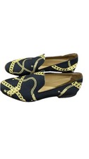 Versace Men's La Greca Chain Print Silk Slip-On Loafers Size EU 41/ US 8