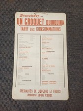 UN CROQUET QUINQUINA Carton Publicitaire Ancien Collection Tarifs Consommations 