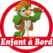 Sticker enfant à bord Pirate 16x16cm réf 164