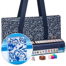 American Mahjong Set, "Chinoise II" with Floral Blue Soft Case