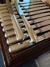 12 Couteaux de Table Style Louis XVI Décor de Rubans/Feuillages en Métal Argenté